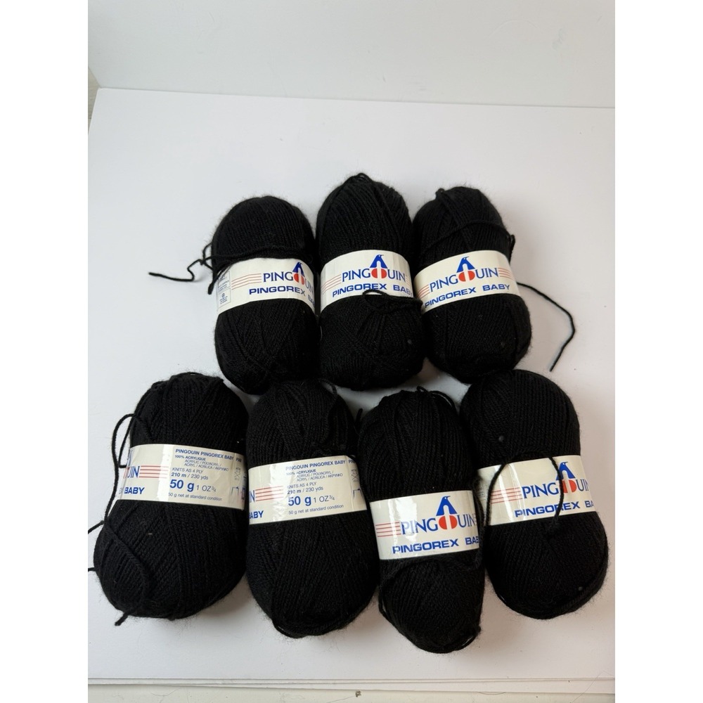 Pingouin Pingorex Baby Yarn Black 1.75 oz 50g 230 Yards Lot Of 7